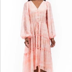Rachel Parcell Pink Cloud Long Sleeve Beach Maxi